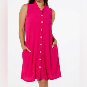 Nina Leonard Sleeveless Button Front Pebbled Float Dress X-Large